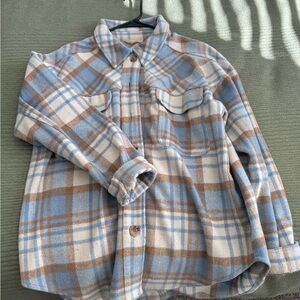 La Hearts Blue and Brown Plaid Button-Down Shirt